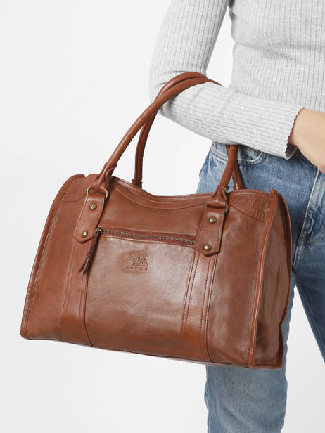 Sac Shopping  Cow Cuir Basilic pepper Marron cow BCOW31 vue secondaire 1