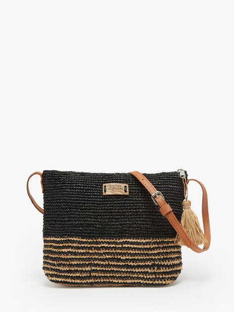 Sac BandouliÃ¨re L'atelier Du Crochet Raphia Le voyage en panier Noir l'atelier du crochet AM753