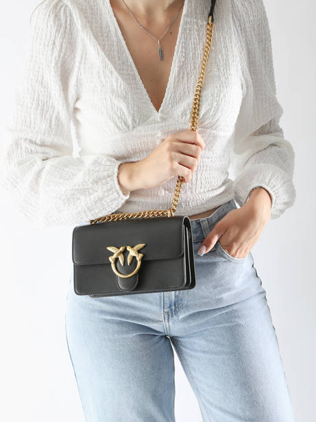 Sac BandouliÃ¨re Love Bag Icon Cuir Pinko Noir love bag icon A0F1 vue secondaire 1