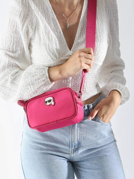 Sac BandouliÃ¨re K Ikonik 2.0 Nylon Karl lagerfeld Rose k ikonic 2.0 230W3050 vue secondaire 1