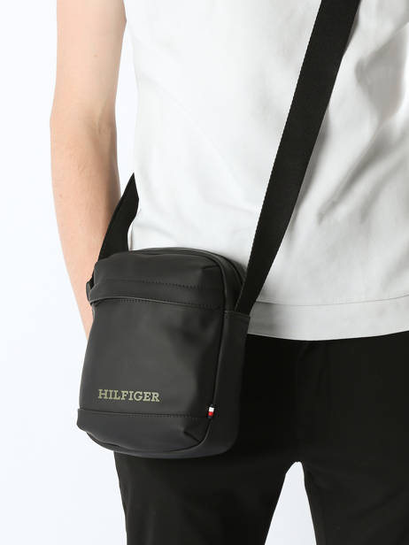 Sac BandouliÃ¨re Tommy hilfiger Noir th monotype AM12604 vue secondaire 1