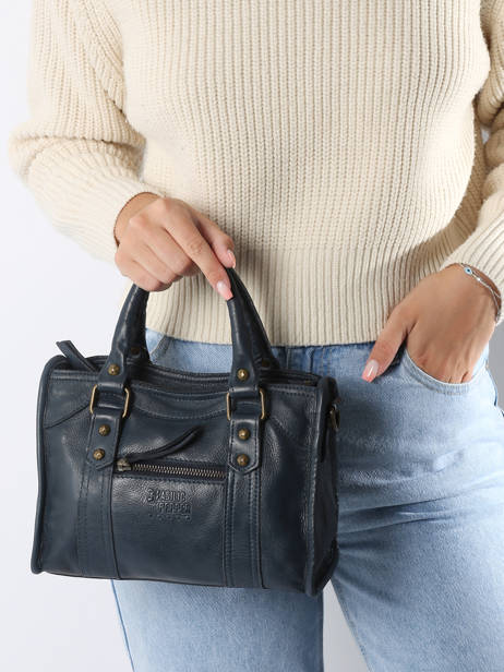 Shoulder Bag Cow Leather Basilic pepper Blue cow BCOW72 other view 1