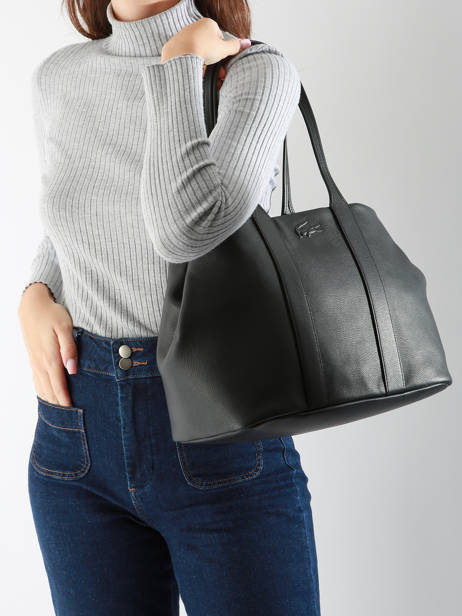 Sac PortÃ© Ã©paule City Court Cuir Lacoste Noir city court NF4633IE vue secondaire 1