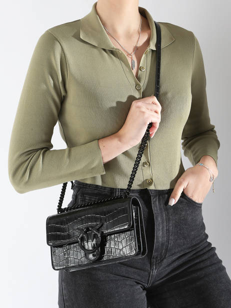 Sac BandouliÃ¨re Love Bag Icon Cuir Pinko Noir love bag icon A1SY vue secondaire 1