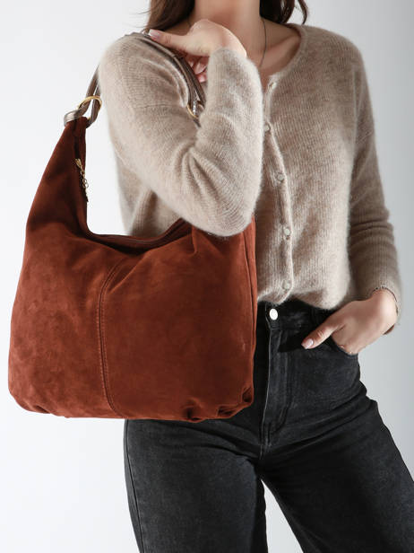 Sac PortÃ© Ã©paule Velvet Milano Marron velvet VE24092 vue secondaire 1