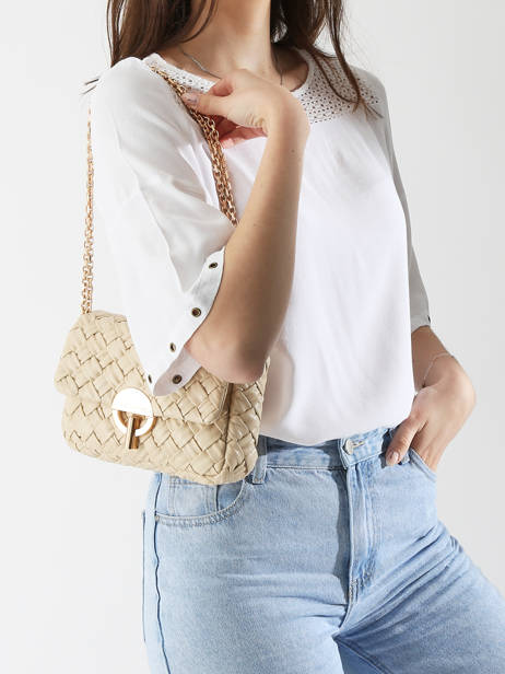 Sac BandouliÃ¨re Moon TressÃ© Cuir Vanessa bruno Beige moon 38V40533 vue secondaire 1