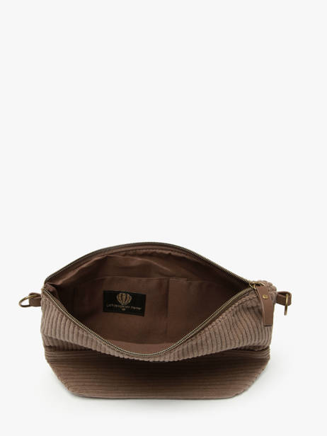 Sac Bandoulière Velours Le voyage en panier Marron velours AHP239 vue secondaire 3