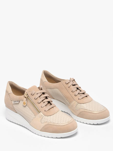 Sneakers Semelle Compensée En Cuir Mephisto Beige women P5149187 vue secondaire 1