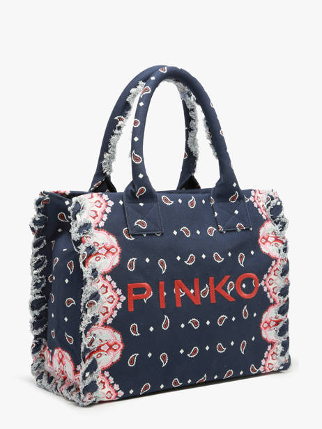 Sac Porté Main Logo Shopper Coton Pinko Bleu logo shopper 6673A3B7 vue secondaire 2