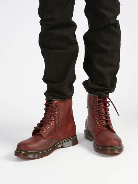 Boots 1460 En Cuir Dr martens Marron men 11822609 vue secondaire 1