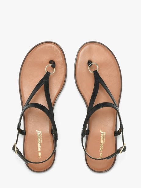 Nu-pieds En Cuir Les tropeziennes Noir women HATOME vue secondaire 3