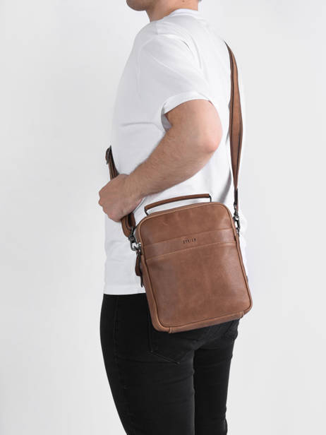 Sac BandouliÃ¨re Spider Cuir Etrier Marron spider ESPI732M vue secondaire 1